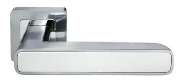FLEX, ручка дверная на квадратной накладке MH-44 SC/W-S55, цвет - матовый хром/белый