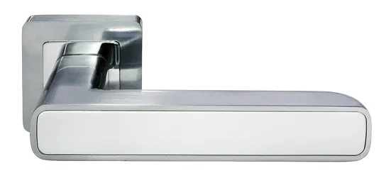 FLEX, ручка дверная на квадратной накладке MH-44 SC/W-S55, цвет - матовый хром/белый