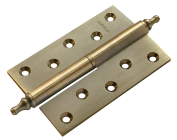 MB 120X80X3.5 AB L C, петля латунная с коронкой левая, цвет - античная бронза